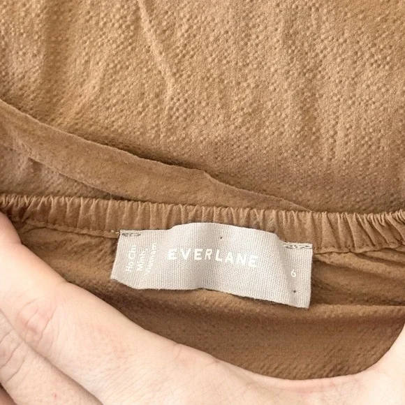 Everlane Brown Midi Pinafore Dress 6 Tiered Cotton Granola Boho Festival Capsule - Picture 6 of 9